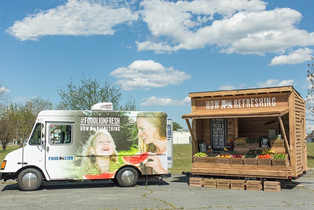 Food lion fruit stand and delivery van