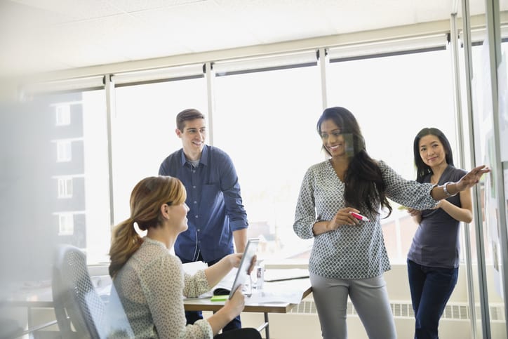 Woman speaks in the meeting